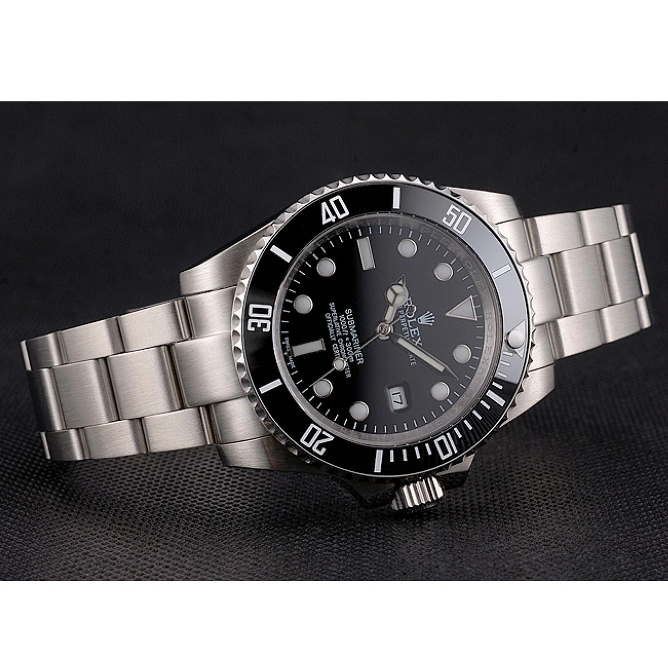 MiroTime 1026 Swiss Rolex Submariner Small Date Black Dial And Bezel Stainless Steel Case And Bracelet